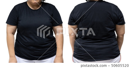xxl size woman in blank black t-shirt template 50605520