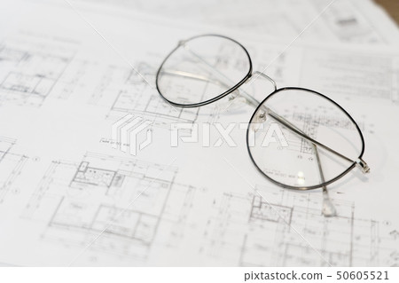 Building Floor Plan with  Glasses on the Table 50605521