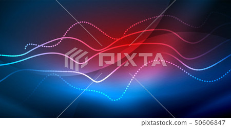 Glowing abstract wave on dark, shiny motion, magic space light. Vector techno abstract background 50606847