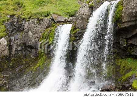 Klifbrekkufossar falls in summer season view, Klifbrekkufossar falls in summer season view, 50607511