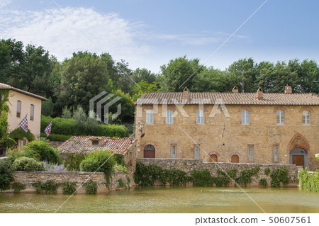 Bagno Vignoni main square view, Tuscany, Italy Bagno Vignoni main square view, Tuscany, Italy 50607561