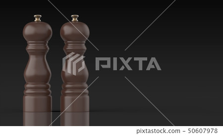 Salt and pepper mill black background left 50607978