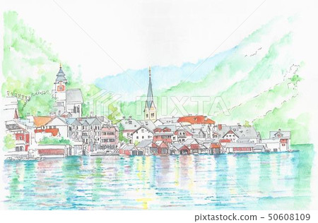 世界遺產 - 湖Hallstatt,奧地利都市風景 世界遺產 - 湖Hallstatt,奧地利都市風景 50608109