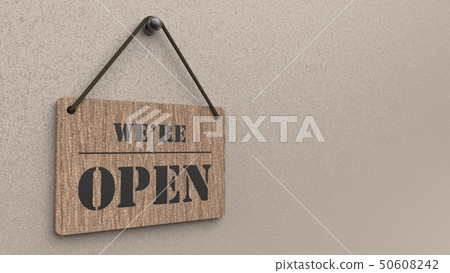 Open sign wood left - Stock Illustration [50608242] - PIXTA