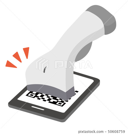 Image illustration of cashless payment by smartphone, QR code scan, barcode scan Image illustration of cashless payment by smartphone, QR code scan, barcode scan 50608759