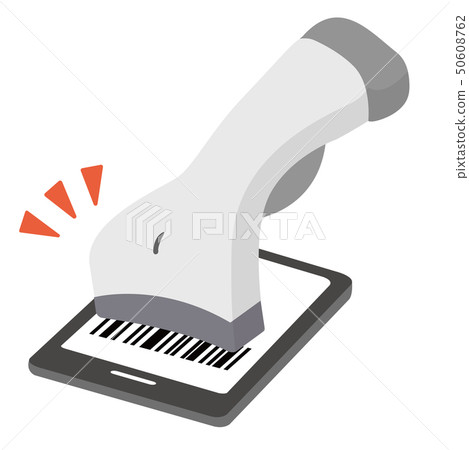 Image illustration of cashless payment by smartphone, QR code scan, barcode scan Image illustration of cashless payment by smartphone, QR code scan, barcode scan 50608762