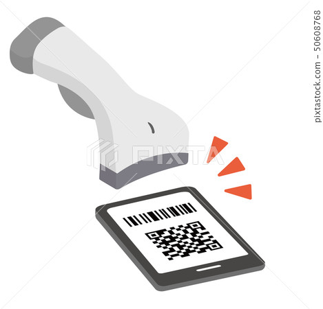 Image illustration of cashless payment by smartphone, QR code scan, barcode scan 50608768