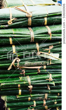 Banana leaves in market Banana leaves in market 50608906