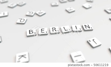 BERLIN city name being composed with letters. 3D rendering BERLIN city name being composed with letters. 3D rendering 50611219