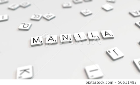 MANILA city name being composed with letters. 3D rendering 50611482