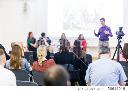 Media interview and round table discussion at popular scientific conference. 50612046