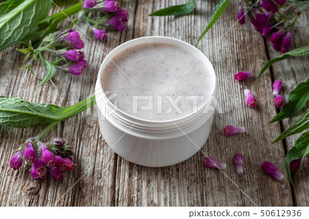 Comfrey root ointment with fresh symphytum plant 50612936