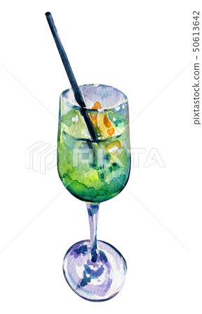 Alcoholic cocktail with orange slice. 50613642