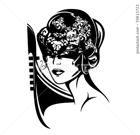 venetian carnival mysterious woman vector portrait 50613723