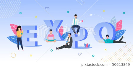 Expo Text Lettering Inscription and Vector People 50613849