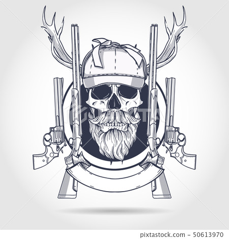 Hand drawn hunter skull 50613970