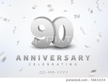 90 years silver number anniversary celebration event. Anniversary banner ceremony design for 90 age 50614154