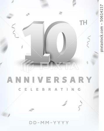 10 years silver number anniversary celebration event. Anniversary banner ceremony design for 10 age 50614157