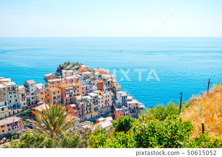 Stunning view of the beautiful and cozy village of Manarola in the Cinque Terre Reserve 50615052