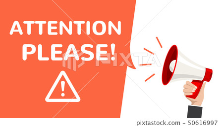 Attention megaphone vector information announcement. Important attention please alert poster 50616997