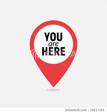 You are here sign icon mark. Destination or location point concept. Pin position marker design 50617291