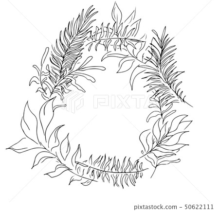 hand drawn sketch with tropical leaves isolated on hand drawn sketch with tropical leaves isolated on 50622111