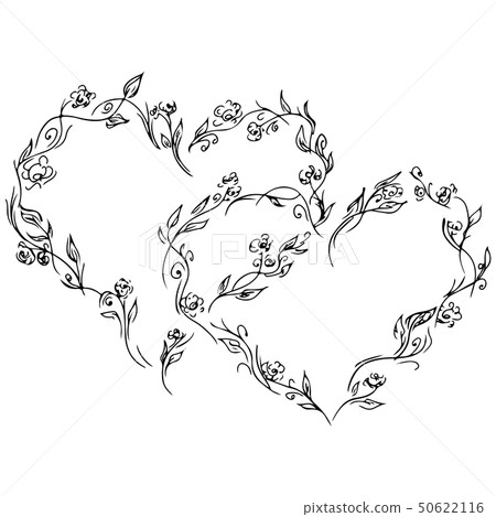 Wreath of two black hearts of roses or peonies Wreath of two black hearts of roses or peonies 50622116