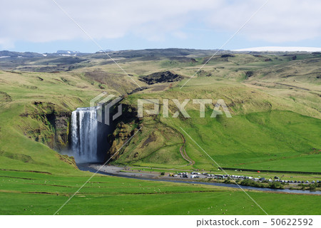 Skogafoss waterfall in Iceland in summer 50622592