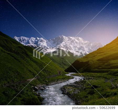 Mountain landscape with a river in Svaneti Mountain landscape with a river in Svaneti 50622699