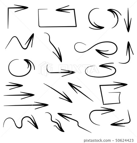 Black filigree arrows. Set of hand drawn elements 50624423