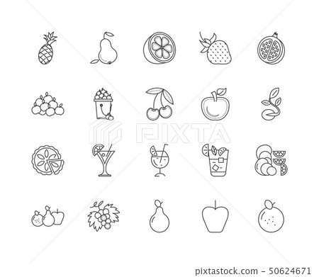Fruits line icons, signs, vector set, outline illustration concept  50624671