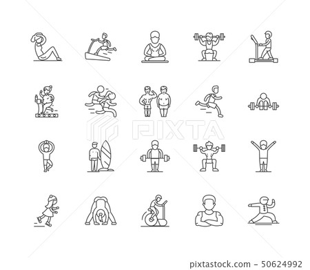Fitness line icons, signs, vector set, outline illustration concept Fitness line icons, signs, vector set, outline illustration concept 50624992