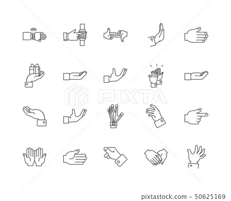 Fingers line icons, signs, vector set, outline illustration concept  50625169