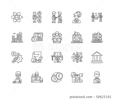 Financial trading line icons, signs, vector set, outline illustration concept  50625191
