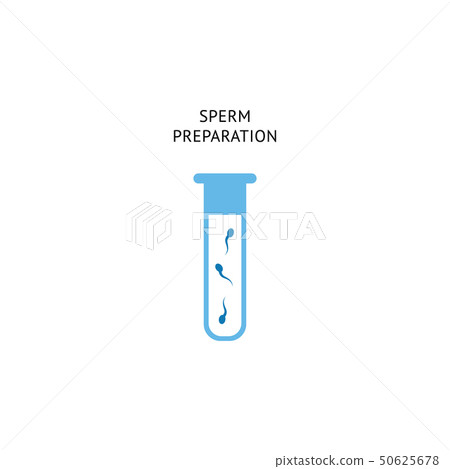 Sperm preparation procedure for fertilization. Laboratory tube icon with human fertility cell for 50625678