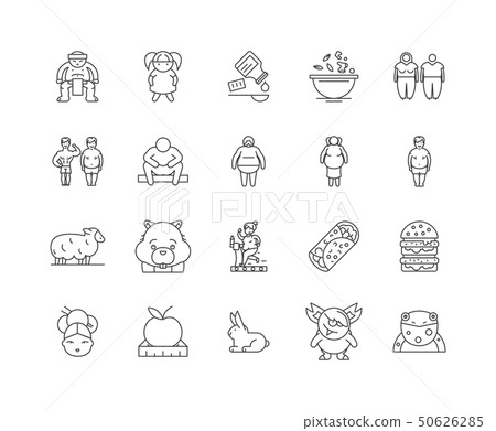 Fat line icons, signs, vector set, outline... - Stock Illustration ...