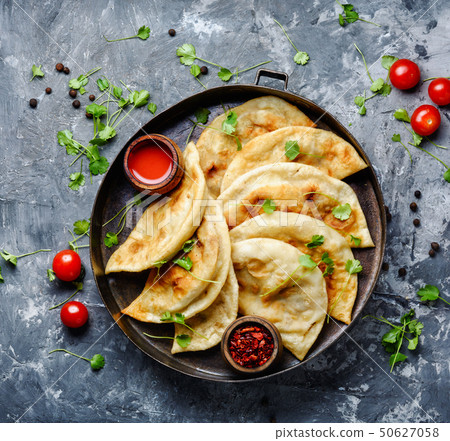 Cheburek,dough pie with meat filling 50627058