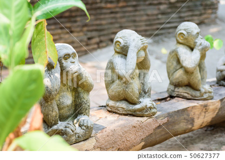 Three monkeys doll closed ears,eyes and mouth 50627377