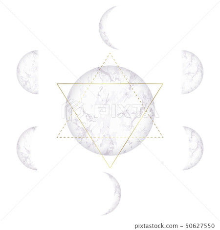 Moon phases of marble texture and Star of David 50627550
