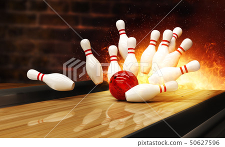 Bowling strike hit with fire explosion 50627596