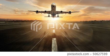 Huge two storeys commercial jetliner taking off 50627599