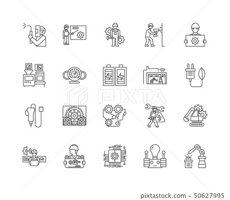 Electrical industrial apparatus line icons, signs, vector set, outline illustration concept  50627995