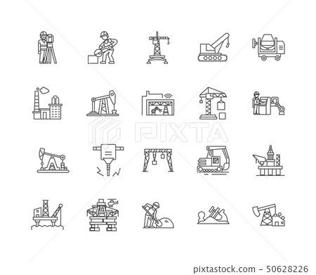 Drilling oil line icons, signs, vector set, outline illustration concept Drilling oil line icons, signs, vector set, outline illustration concept 50628226