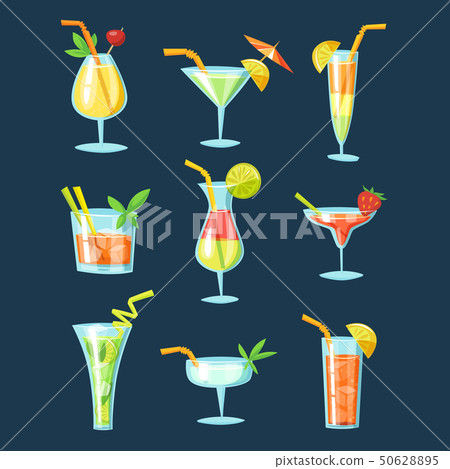 Vector set of drinks and cocktails icons. Vector set of drinks and cocktails icons. 50628895