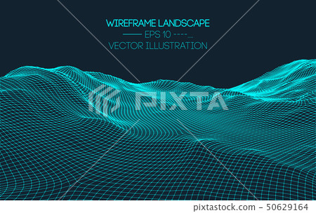 Retro background futuristic landscape 1980s style. Digital retro landscape cyber surface. 80s party 50629164