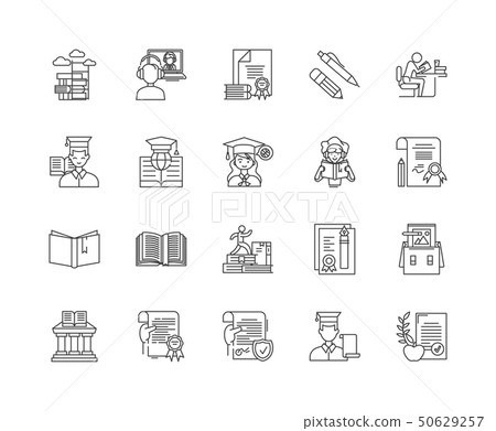 Diploma line icons, signs, vector set, outline illustration concept  50629257