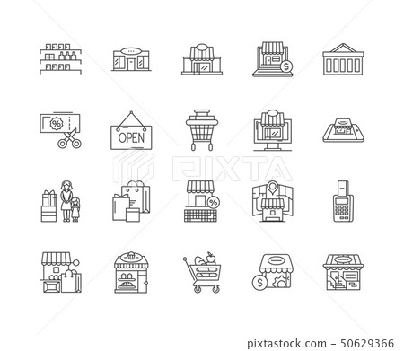 Department store line icons, signs, vector set, outline illustration concept  50629366