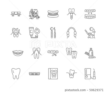 Dentistry line icons, signs, vector set, outline illustration concept  50629371
