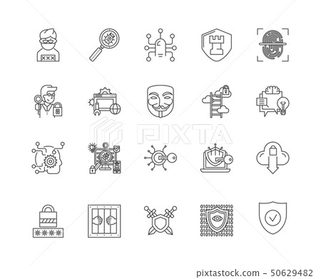 Data security line icons, signs, vector set,... - Stock Illustration ...