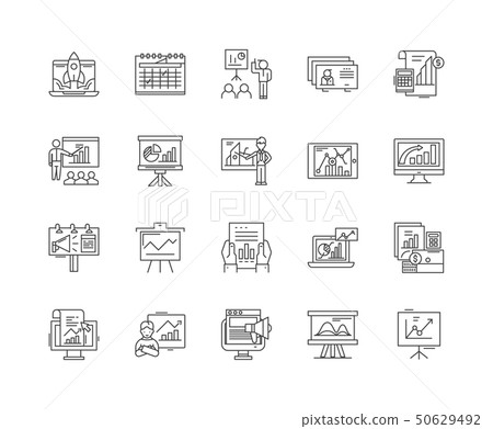 Dashboard line icons, signs, vector set, outline illustration concept  50629492